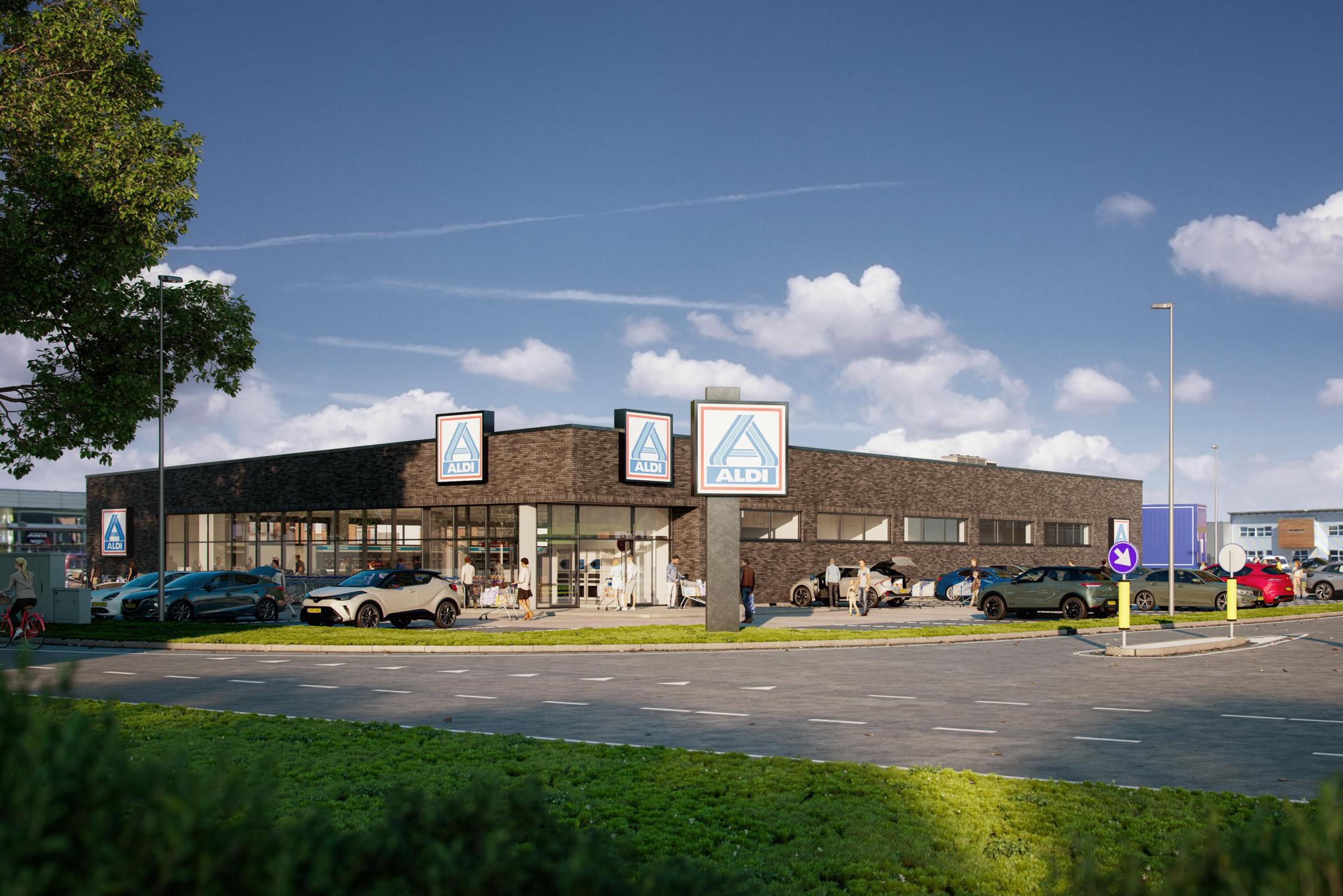 De Markthal in Herten ligt al plat, Aldi wil er nog voor het einde van het jaar nieuwe supermarkt op