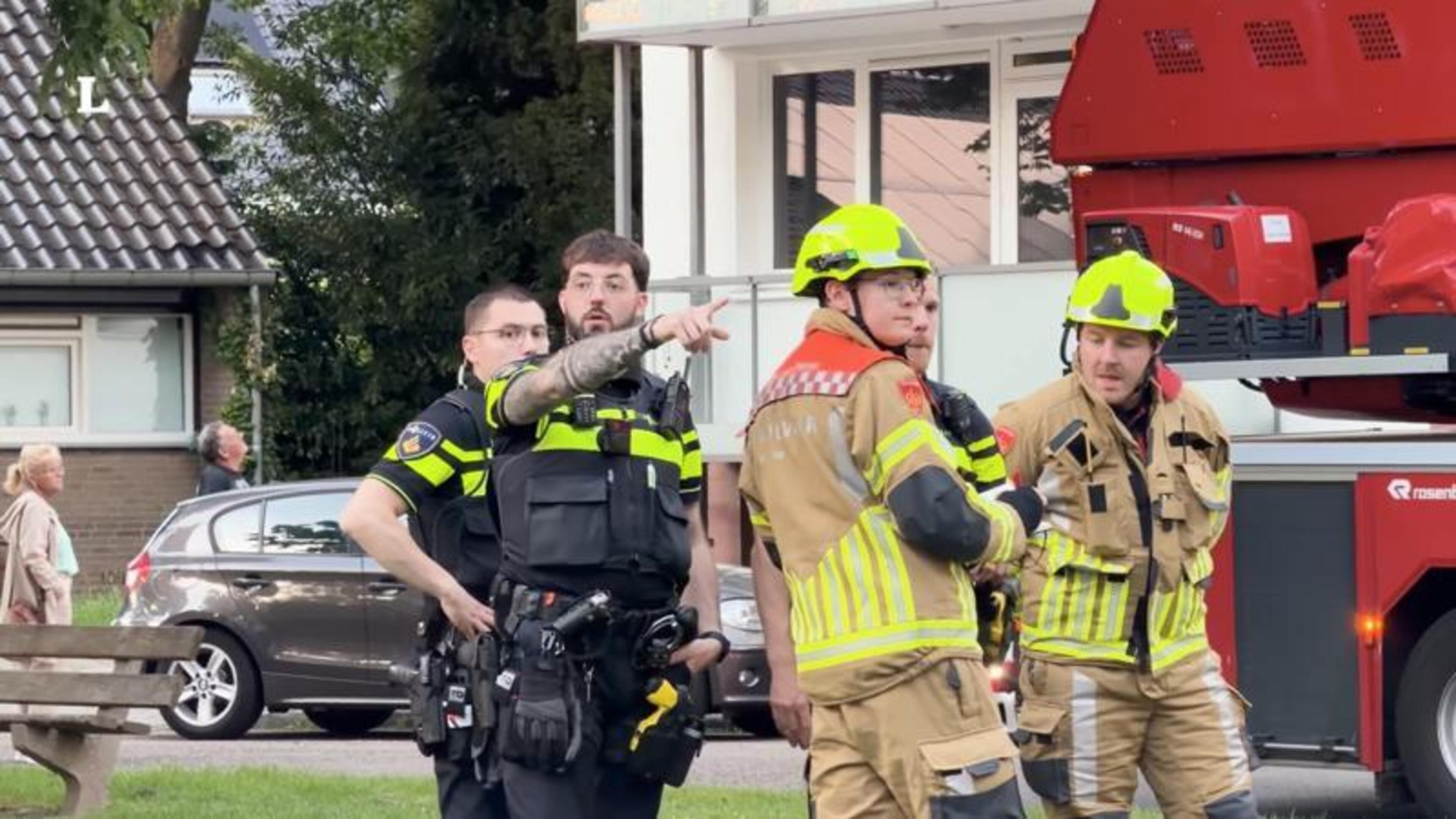 Bankstel vat vlam in Geleen.
