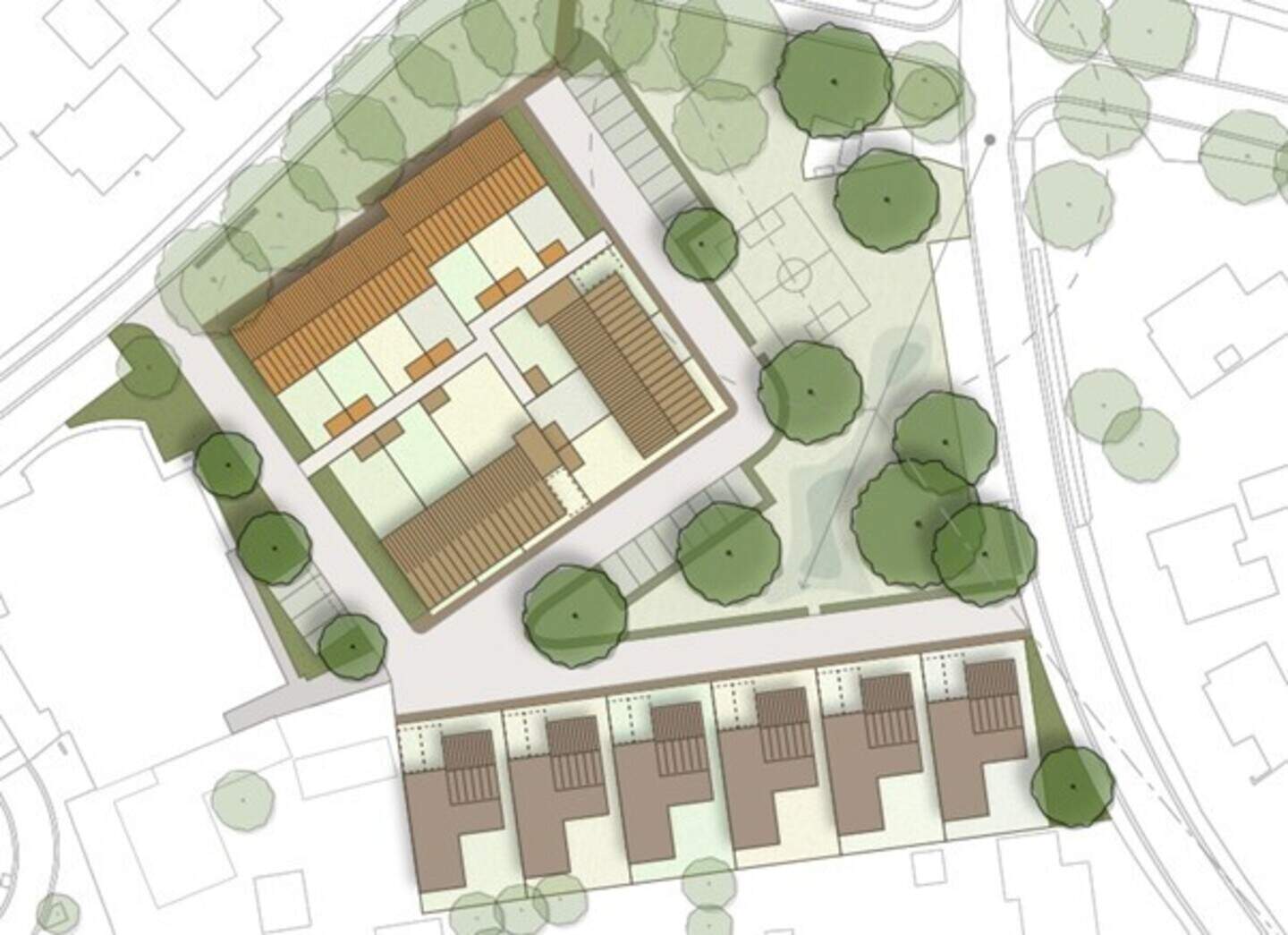 Een schets van het plan van Kwaspen Architectuur aan Huitje in Leveroy