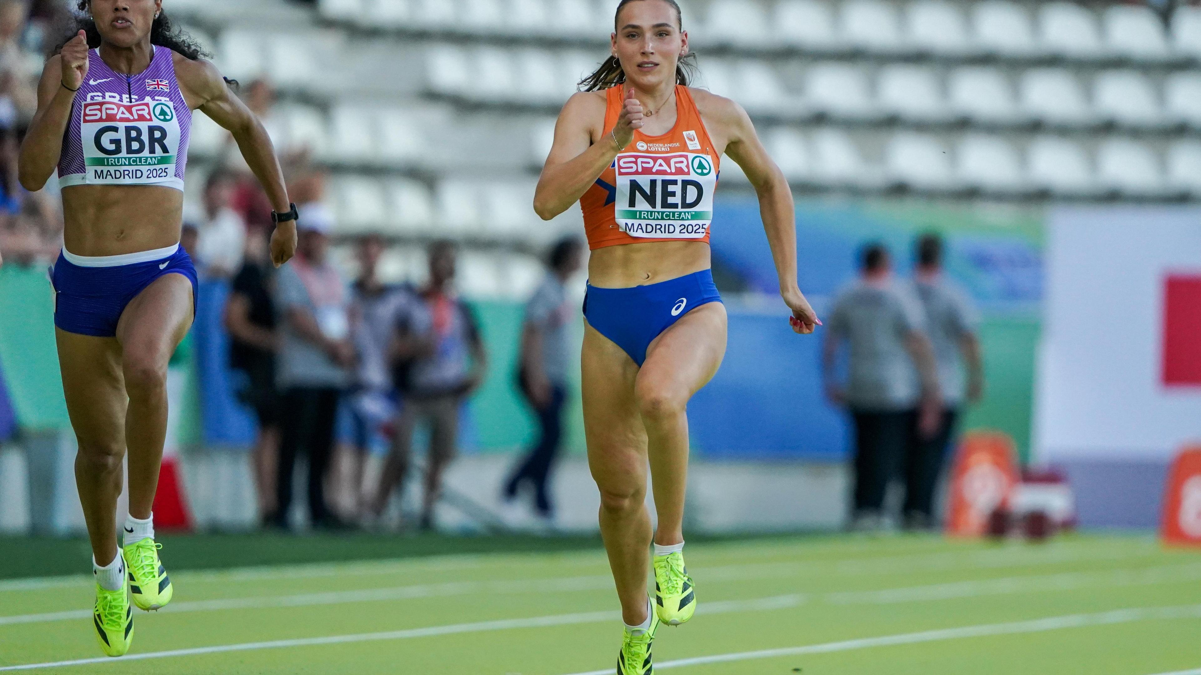 Minke Bisschops uit Landgraaf snelt op EK atletiek voor landenteams naar derde plaats op de 100 mete