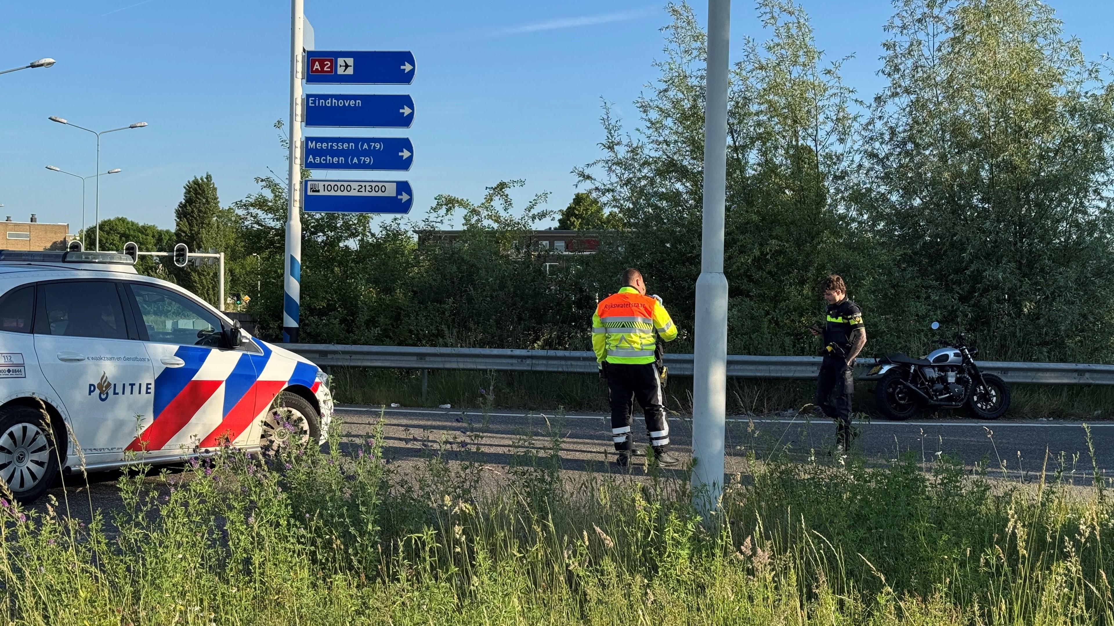 Motorrijder gewond bij eenzijdig ongeval op A2 bij Maastricht