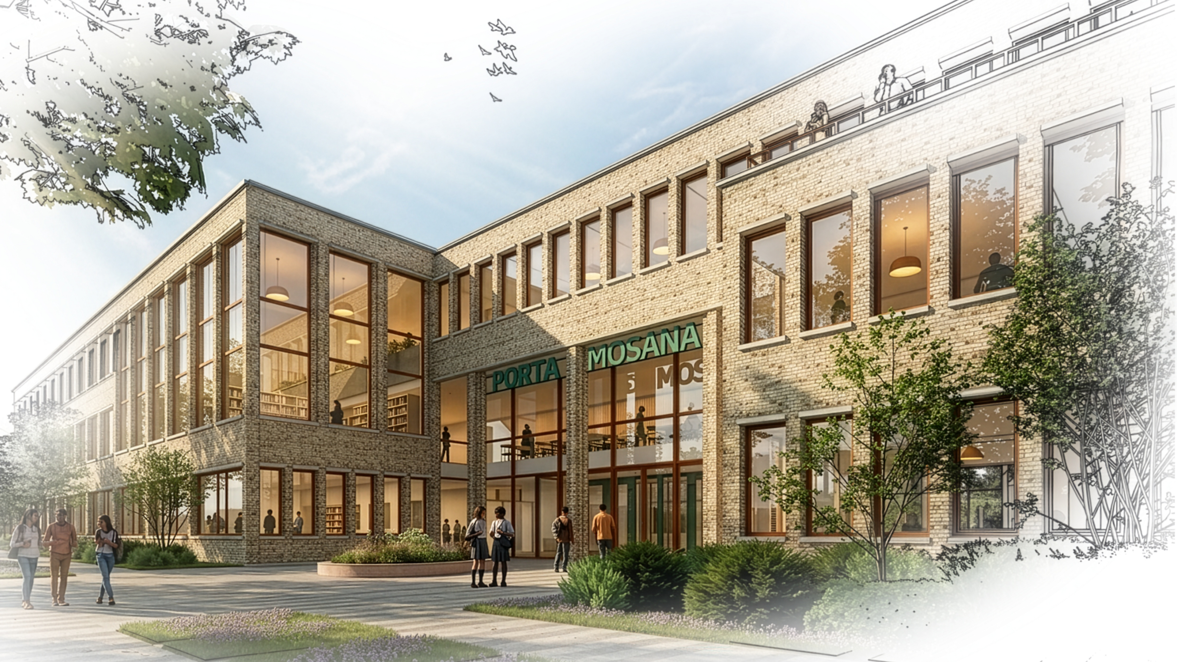 Porta Mosana College in Maastricht krijgt ‘goddelijke’ nieuwbouw, gelegen in het groen