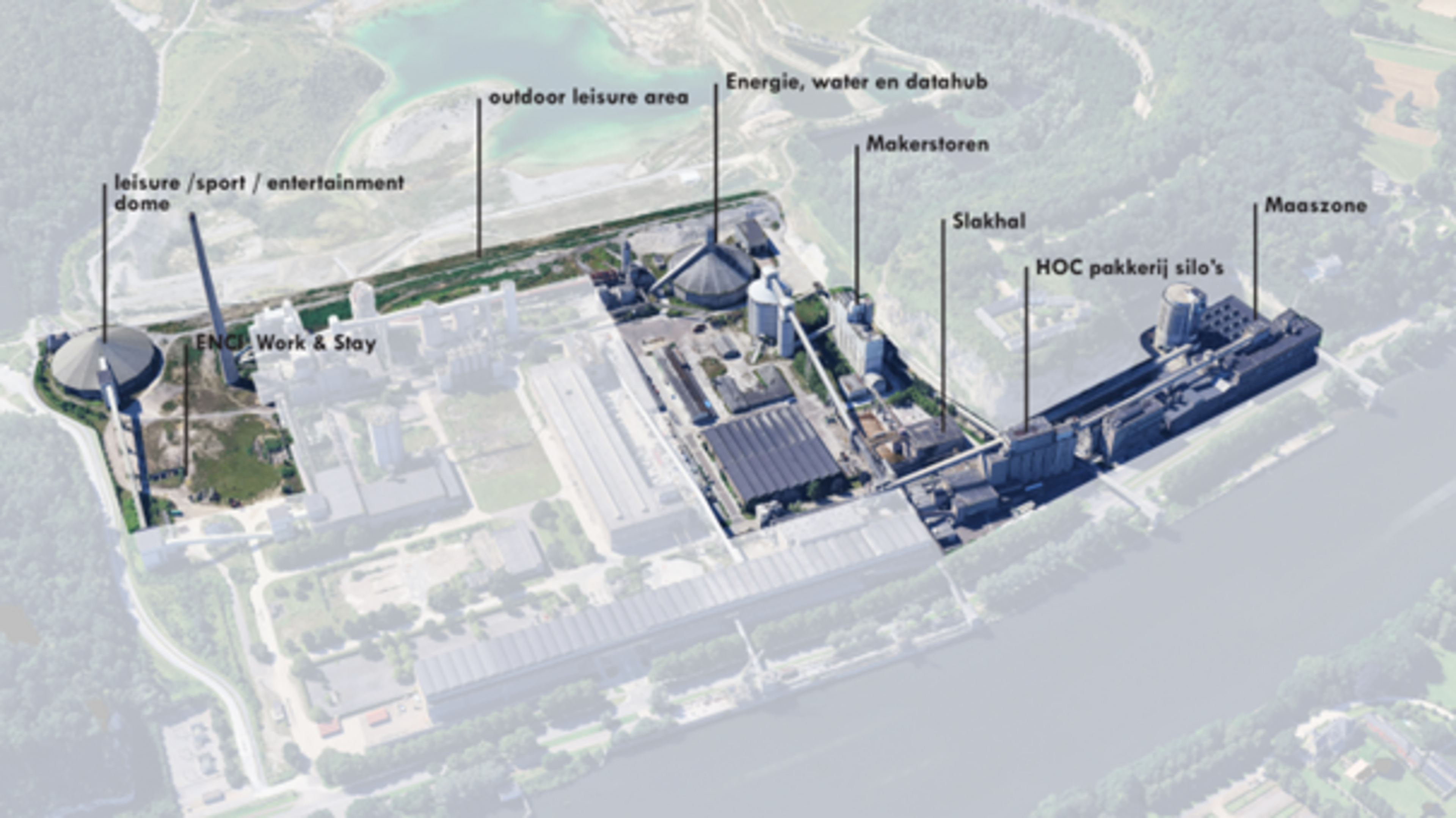 Groen en lodges vervangen hoogbouw aan rand ENCI-groeve Maastricht, ‘Creatieve, hippe bedrijfjes zij