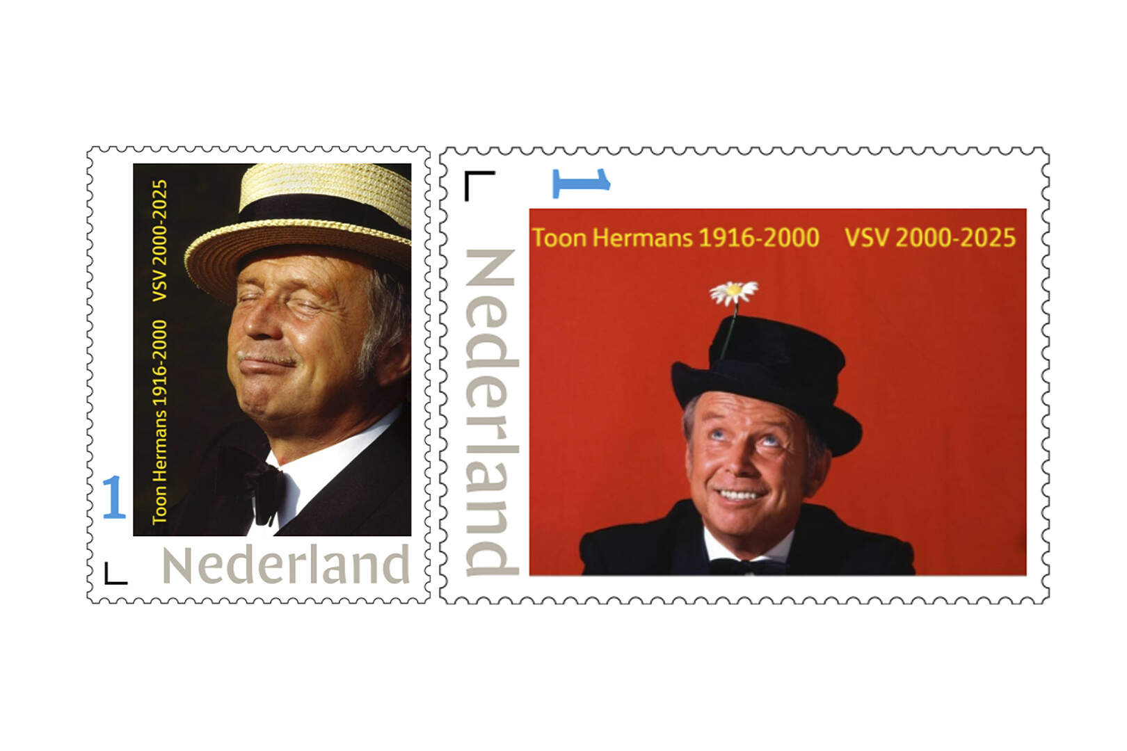 Nieuw eerbetoon aan Toon Hermans 25 jaar na zijn dood: postzegels met