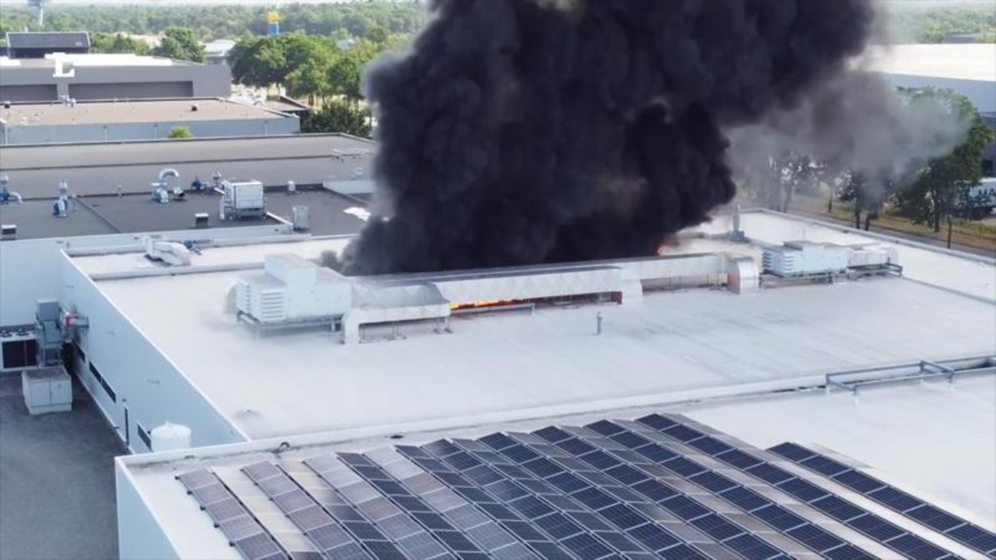 Brand op dak verffabriek in Venray