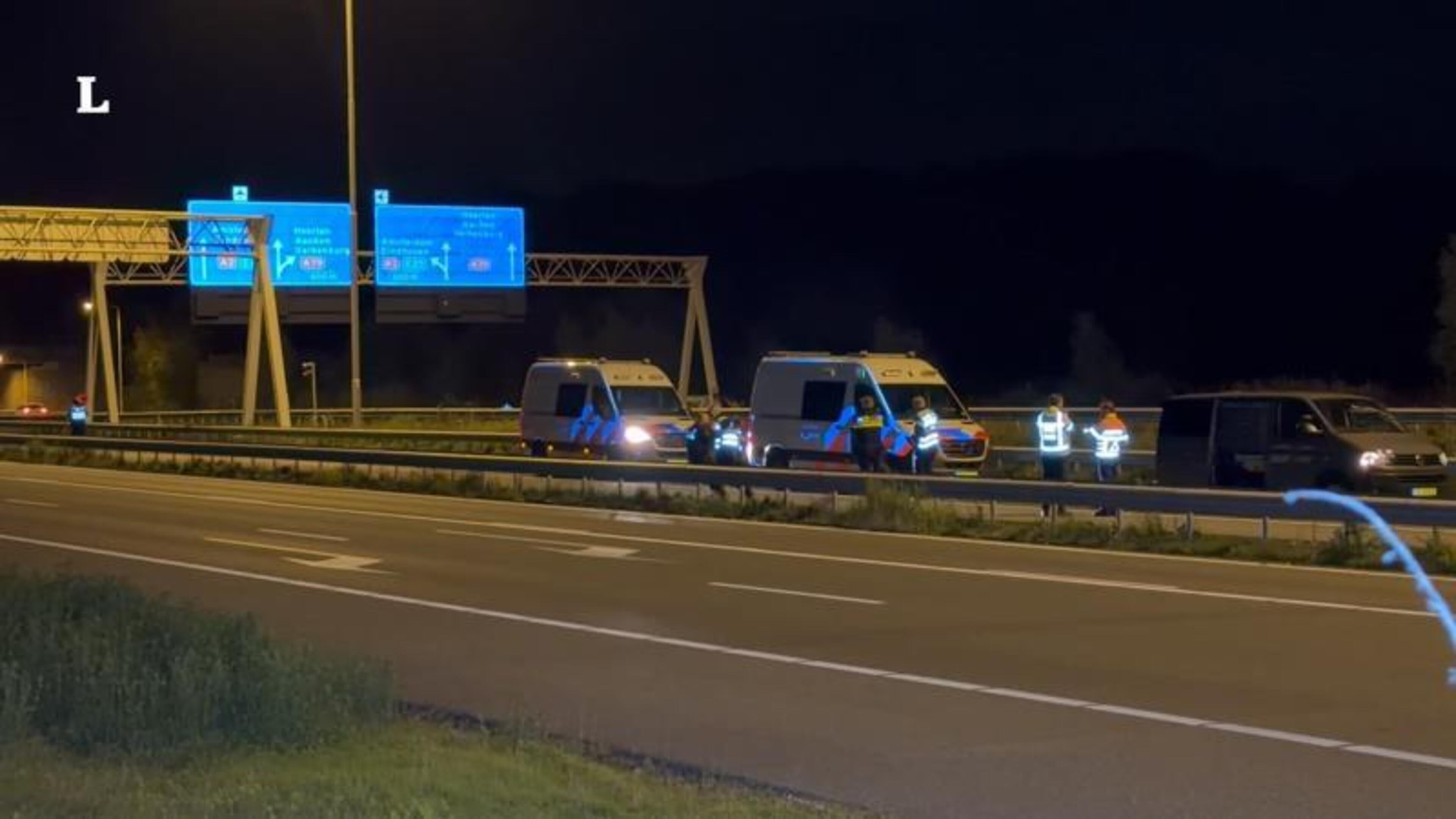 Verdachte van brandstichting aangereden tijdens vluchtpoging op A2 bij Maastricht