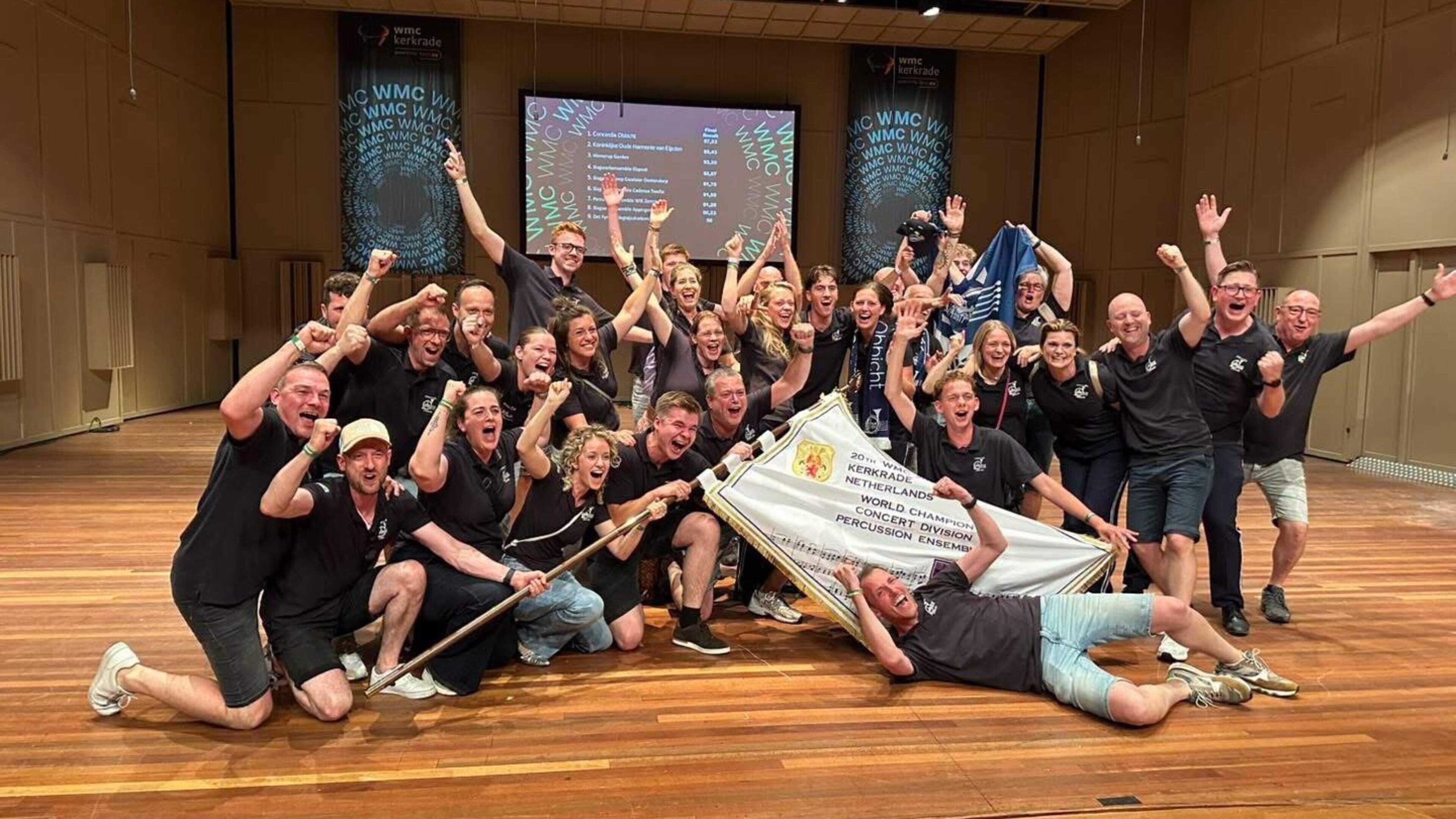 Slagwerkers Concordia Obbicht wereldkampioen in de hoogste divisie op het WMC, Eijsden eindigt als t