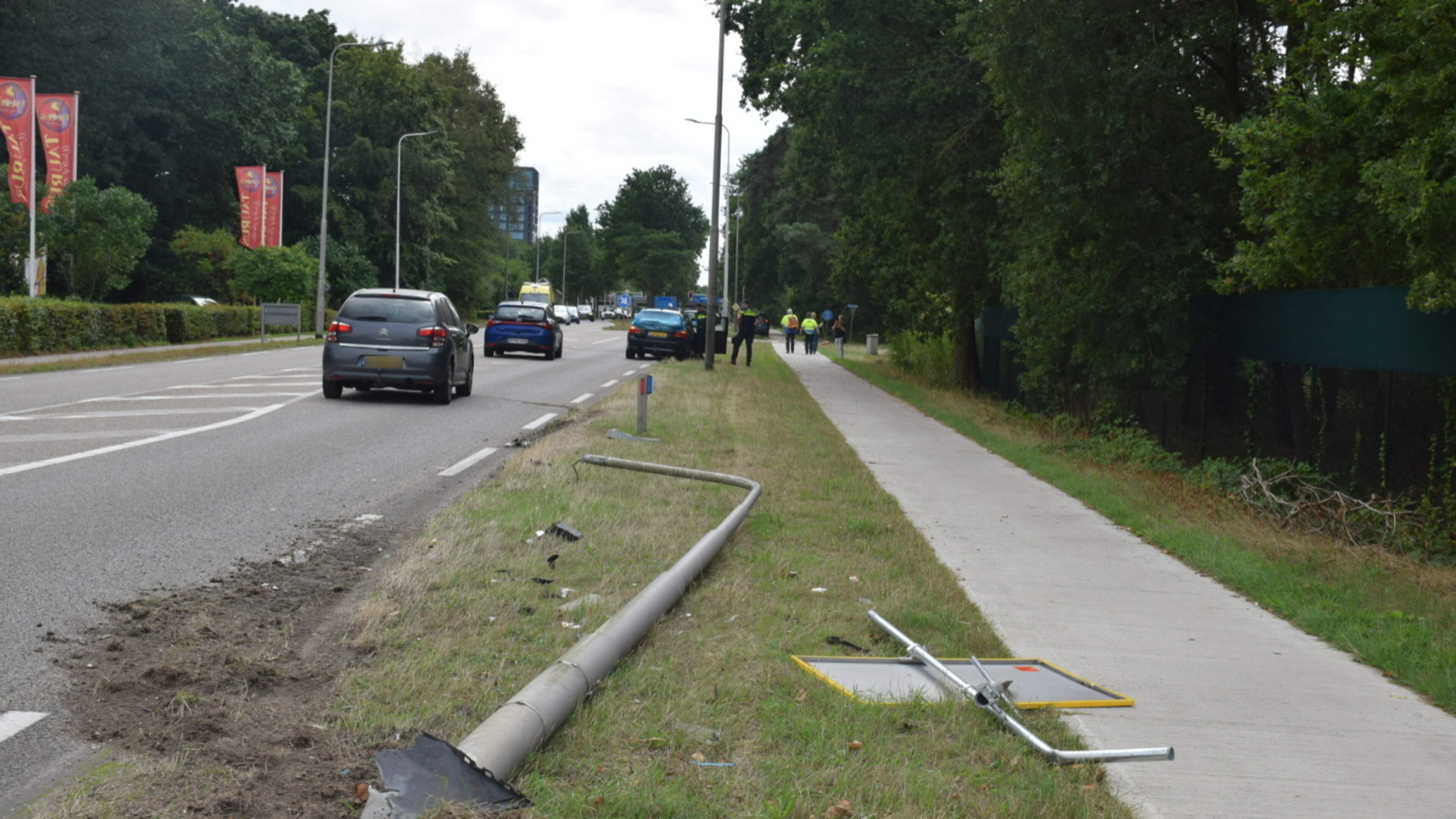 Auto rijdt lantaarnpaal omver in Velden