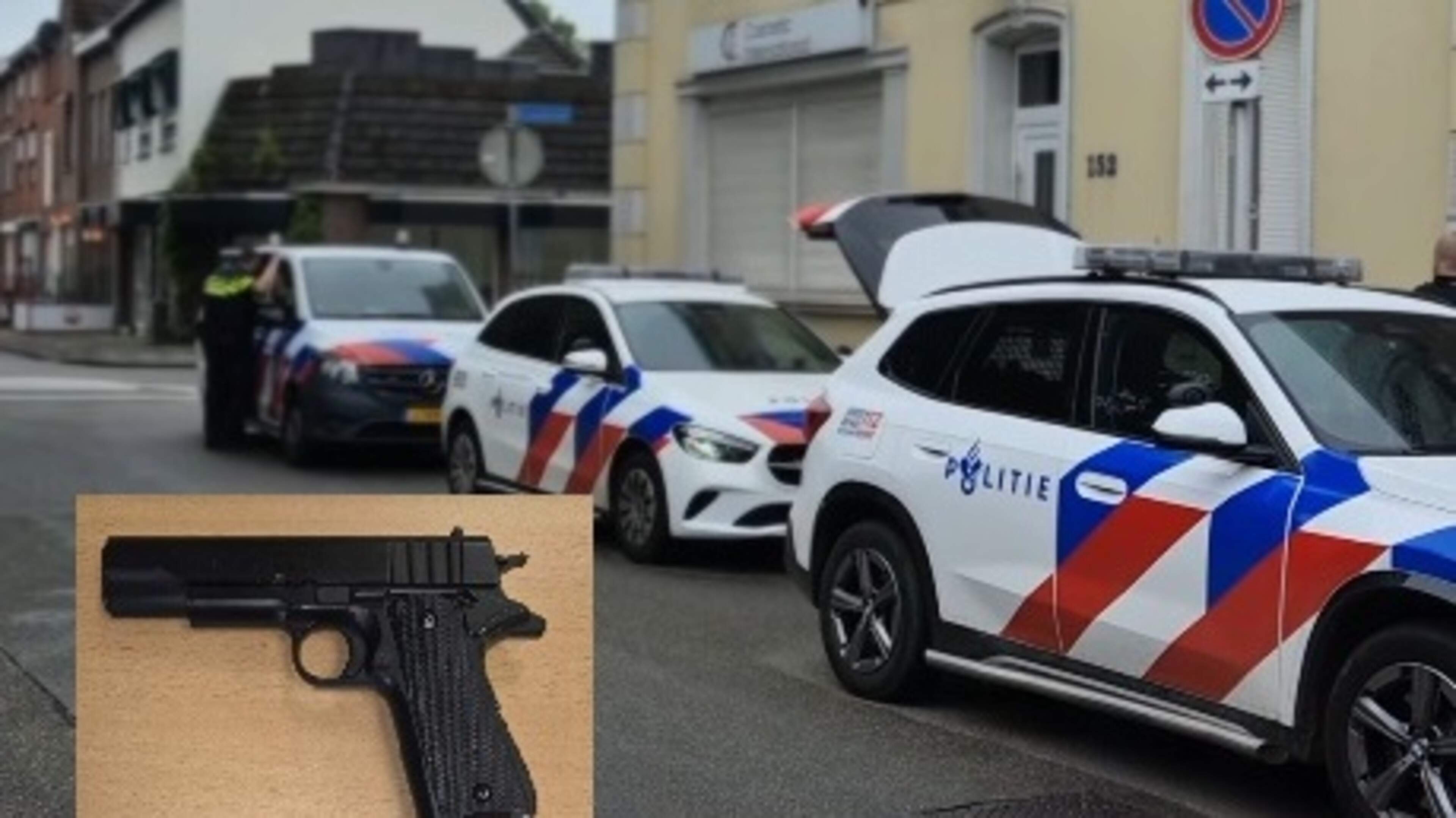 Minderjarigen met getrokken wapens opgepakt na zwaaien met airsoftwapen in Kerkrade: ‘Levensgevaarli